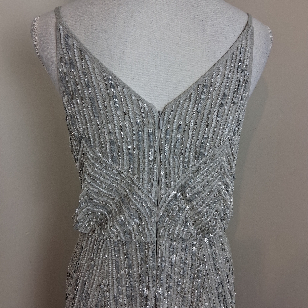 BHLDN Anthropology Fidelia Heavily Beaded Maxi Dress In Grey size 4 NWOT - Picture 5 of 15